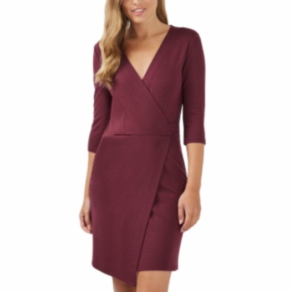 Topshop Dresses & Skirts - Topshop Ponte Wrap Dress Maroon US 4